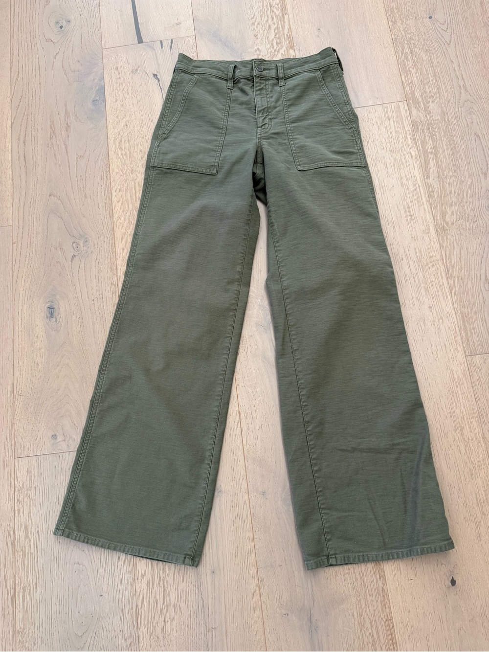 J Crew women’s Camp pocket wide leg pants in Olive